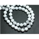 10pc - Perles de Pierre - Howlite Mat Givré Boules 8mm - 8741140008496 