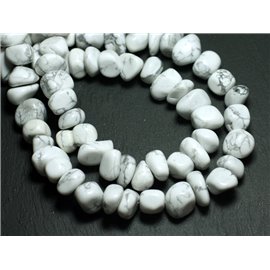 10pc - Stone beads - Howlite Rolled pebbles 10-15mm - 8741140008502 