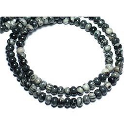 20pc - Perlas de piedra - Lavadoras de jaspe cebra 6x4mm - 8741140008557 