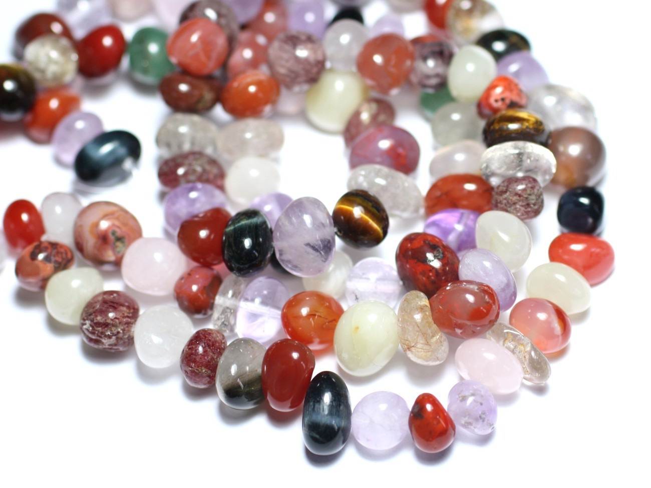 10pc - Perles de Pierre - Lot Mélange Multicolore Galets roulés 8-12mm - 8741140008564 