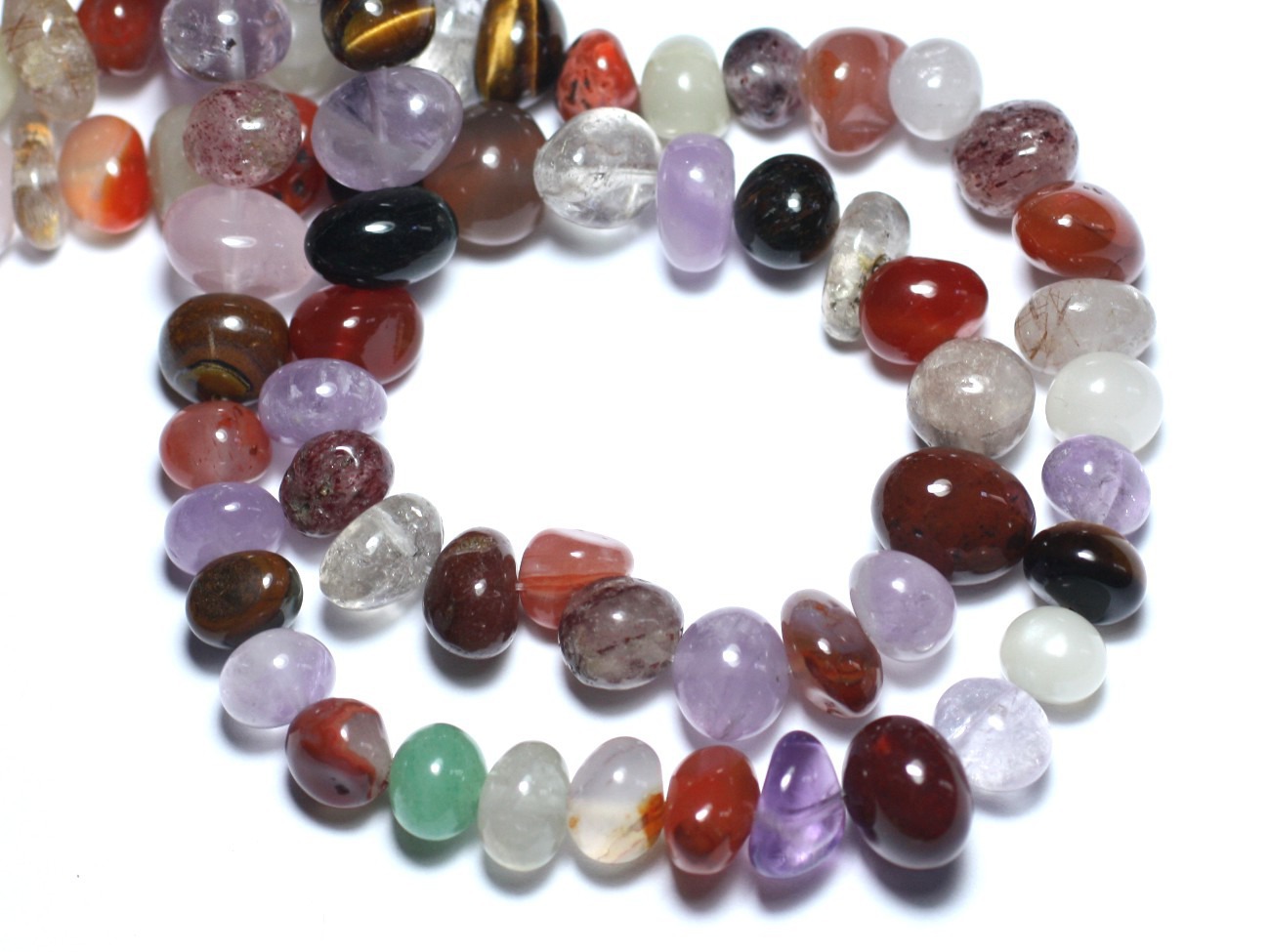 10pc - Perles de Pierre - Lot Mélange Multicolore Galets roulés 8-12mm - 8741140008564 