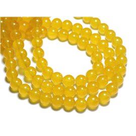 Filo 39 cm circa 90 pz - Perline di pietra - Palline di giada 4 mm Giallo zafferano senape - 8741140008632 