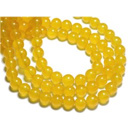 Thread 39cm approx 90pc - Stone Beads - Jade Balls 4mm Yellow Saffron Mustard - 8741140008632 