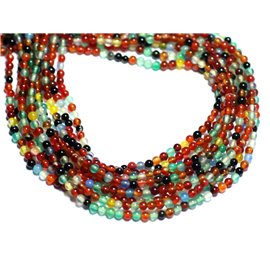 50pc - Stone Beads - Agate Balls 2mm Multicolored - 8741140007529 