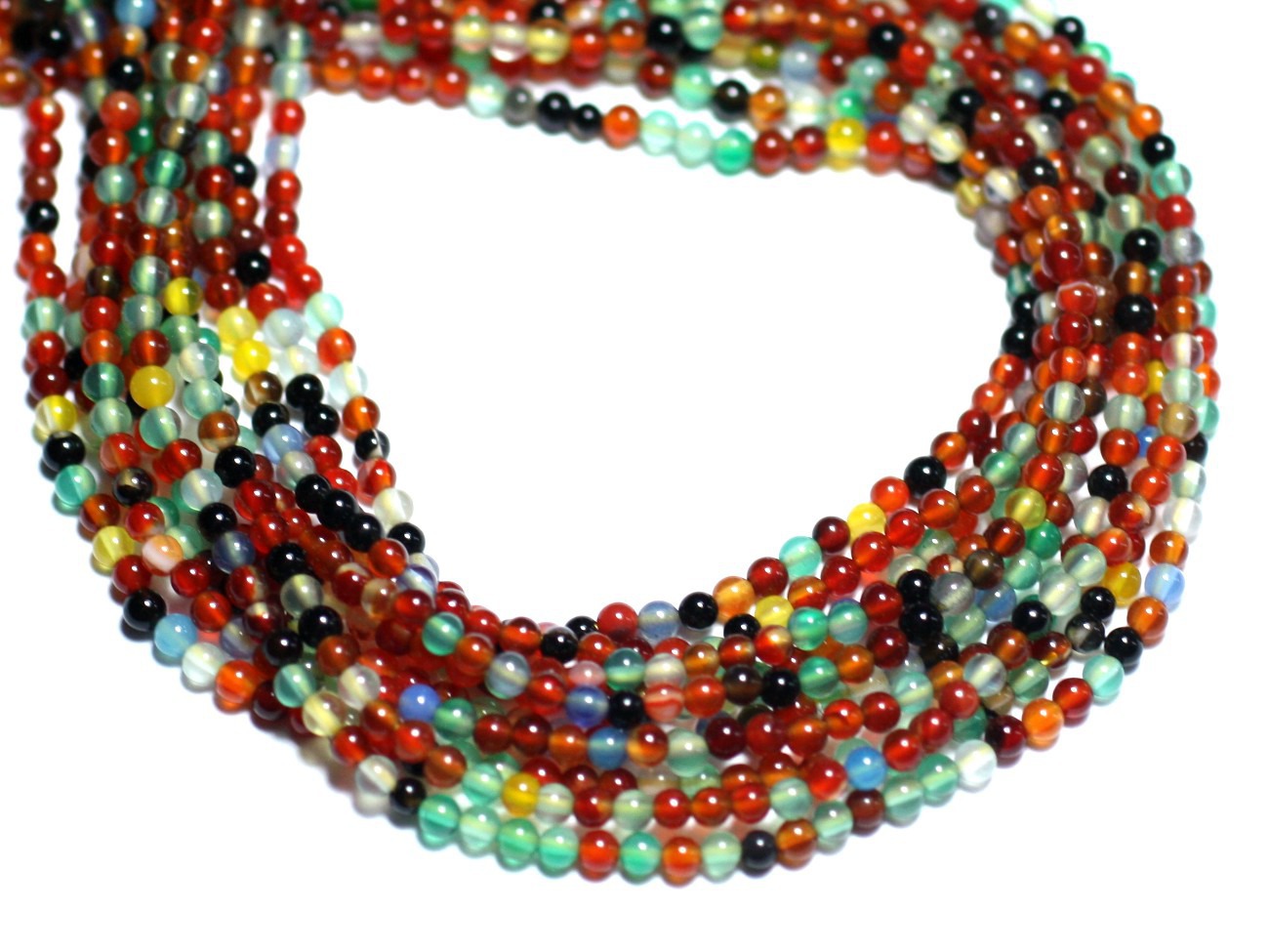 50pc - Perles de Pierre - Agate Boules 2mm Multicolore -  8741140007529 