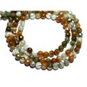 20pc - Perles de Pierre - Agate Boules Facettées 4mm blanc orange vert kaki - 8741140007567 