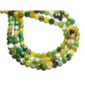 20pc - Perles Pierre - Agate Boules Facettées 4mm multicolore jaune vert olive kaki - 8741140007581