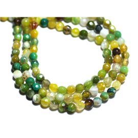 20pc - Stone Beads - Agate Faceted Balls 4mm yellow and green - 8741140007581 