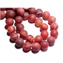 10pc - Perles de Pierre - Agate Rouge Mat givré Boules 8mm - 8741140007604 