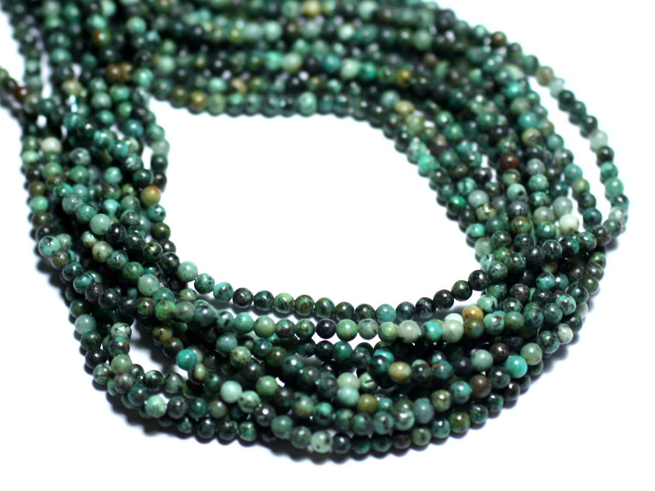 30pc - Perles de Pierre - Turquoise Afrique naturelle Boules 2mm - 8741140007994 