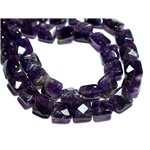 2pc - Perles de Pierre - Améthyste Carrés Facettés 10mm - 8741140007628 