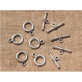 100pc - T Toogle Silver Plated Metal Clasps Round 11mm - 4558550001320 