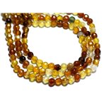 30pc - Perles de Pierre - Agate Boules Facettées 4mm Marron Jaune Ocre -  8741140007536 