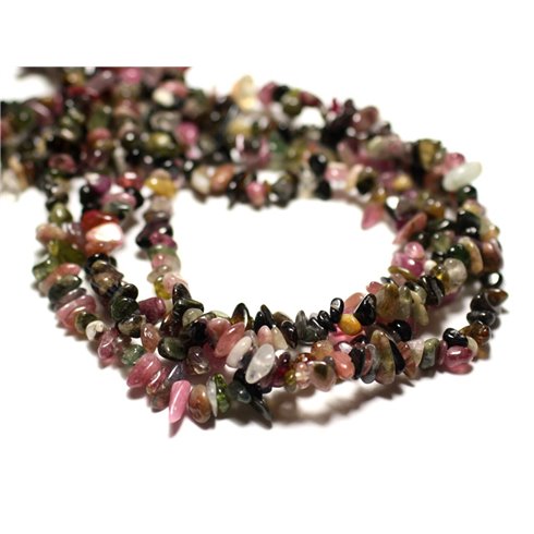 50pc - Perles de Pierre - Tourmaline Multicolore Rocailles Chips 3-8mm - 8741140014527