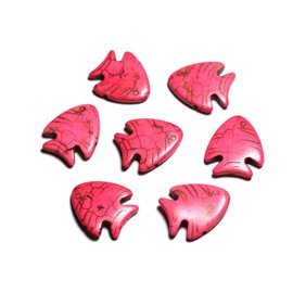 10pc - Synthetic Turquoise Stone Beads - Fish 26mm Pink - 4558550088178 