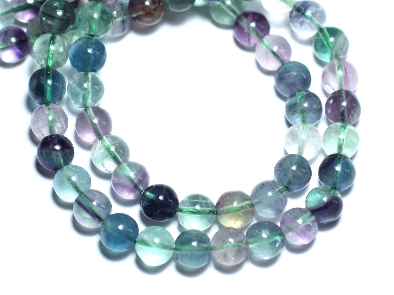 10pc - Perles de Pierre - Fluorite multicolore Boules 8mm - 4558550036995 