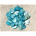 10pc - Breloques Pendentifs Nacre Coeurs 11mm Bleu Turquoise   4558550006745 