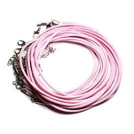 10pc - 2mm Waxed Cotton Necklaces Light pink - 4558550002198 