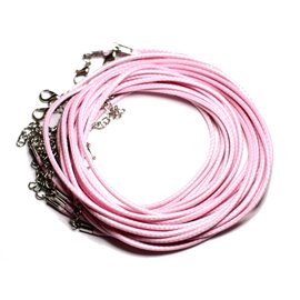 10pz - Collane in cotone cerato 2mm Rosa chiaro - 4558550002198 