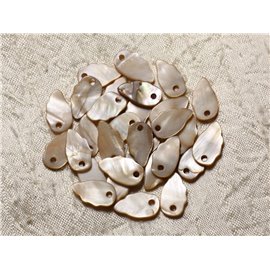 10pc - Charms Pendants Mother of Pearl Leaves Wings 16mm Beige 4558550004932 