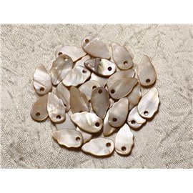 10pc - Charms Colgantes Nácar hojas alas 16mm Beige 4558550004932 