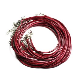 10pc - 2mm Waxed Cotton Necklaces Bordeaux Red - 4558550006608 