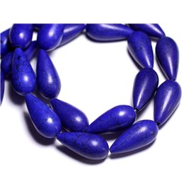 4pc - Stone Beads - Synthetic reconstituted turquoise Drops 25mm Royal Blue - 8741140005310 