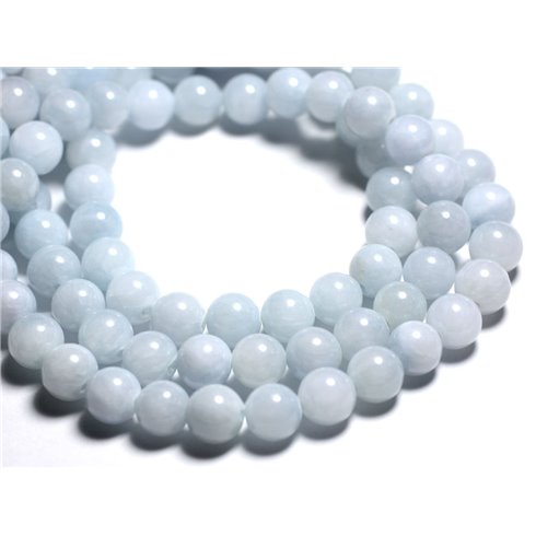 10pc - Perles de Pierre - Jade Boules 10mm Bleu Clair Pastel - 4558550002730 