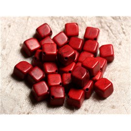 20pc - Turquoise Beads Synthesis Cubes 8x8mm Red 4558550011626 