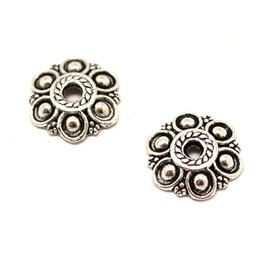 20pc - Findings silver plated Flowers Circles Dots 13x2mm - 8741140001879 