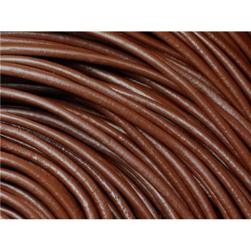 4 mètres - Cordon Cuir Véritable Marron Chocolat 3mm -  4558550006639 