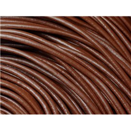 4 metres - Fil Corde Cordon Cuir Véritable Rond 3mm Marron Chocolat - 4558550006639