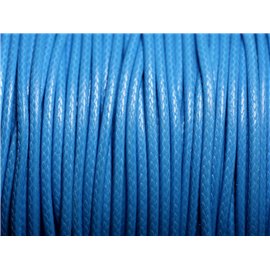 5 meters - Coated waxed cotton cord Round 2mm Azure Blue - 4558550088352 