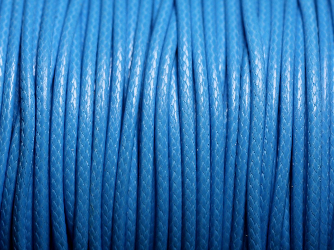 5 mètres - Cordon coton ciré enduit Rond 2mm Bleu Azur - 4558550088352 