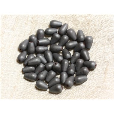 10pc - Perles de Pierre - Hématite Mat Gouttes 9x6mm - 4558550003591 