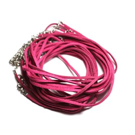 5pc - Necklaces 45cm Suede Fuchsia Pink 2x1mm 4558550012500 