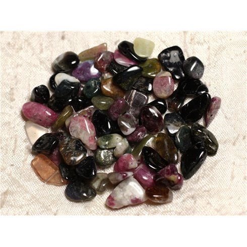 10pc - Perles de Pierre - Tourmaline Multicolore Rocailles Chips 6-14mm  4558550015006 