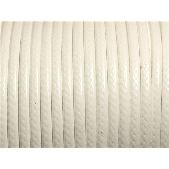 3 mètres - Cordon Coton Ciré 3mm Blanc  4558550013071 