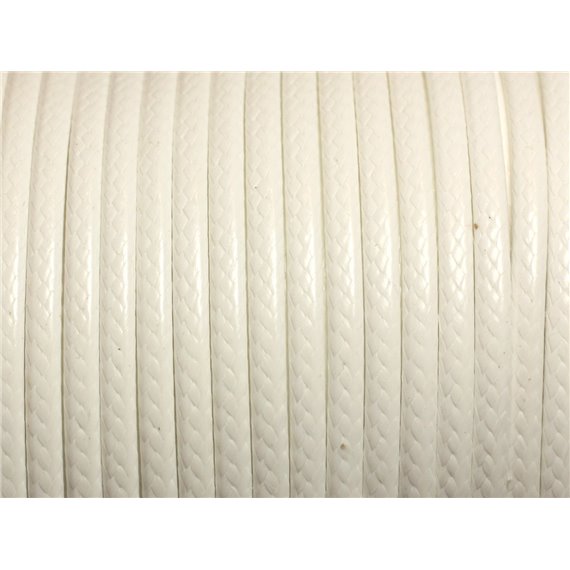 3 metres - Fil Corde Cordon Coton Ciré 3mm Blanc - 4558550013071