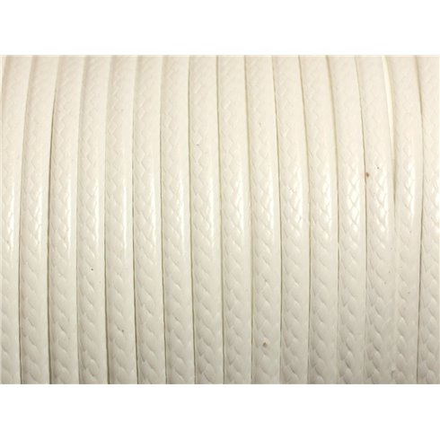 3 mètres - Cordon Coton Ciré 3mm Blanc  4558550013071 