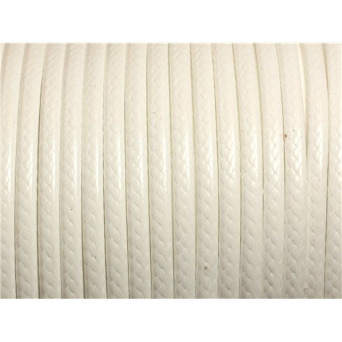 3 metres - Fil Corde Cordon Coton Ciré 3mm Blanc - 4558550013071