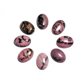 1pc - Cabochon in pietra semipreziosa - Rodonite nera e ovale rosa 18x13mm - 8741140005549