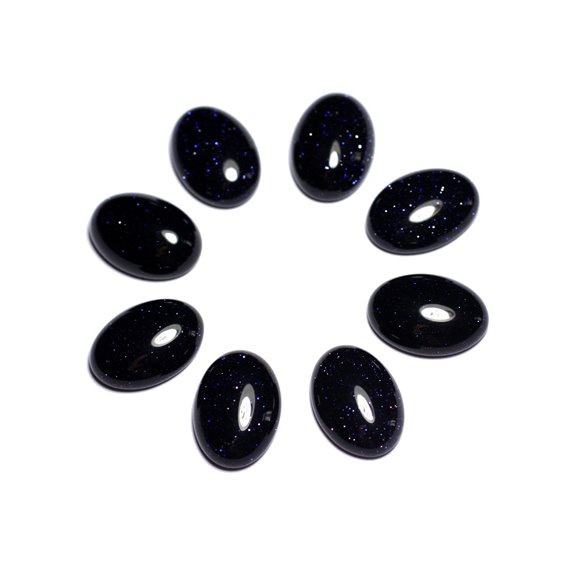 1pc - Cabochon Pierre semi précieuse - Pierre Soleil Synthèse Bleue Galaxy Ovale 18x13mm - 8741140005525 
