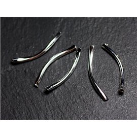 20pc - Tubos corrugados de calidad de perlas de metal plateado 25mm - 8741140003644 