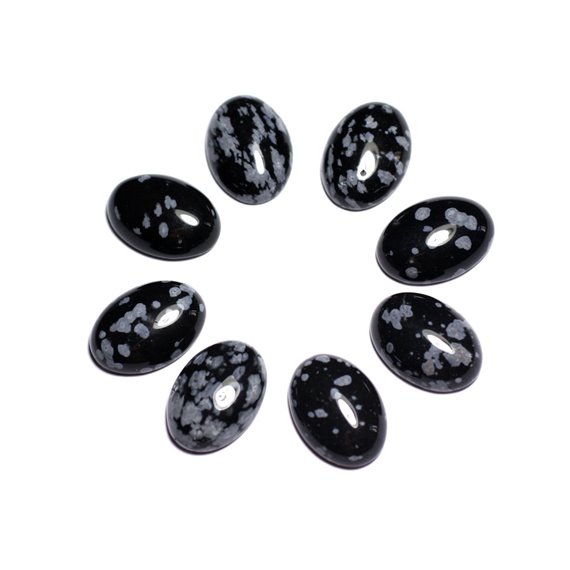 1pc - Cabochon Pierre - Obsidienne Flocon de Neige Mouchetée Ovale 18x13mm Gris Noir - 8741140005518