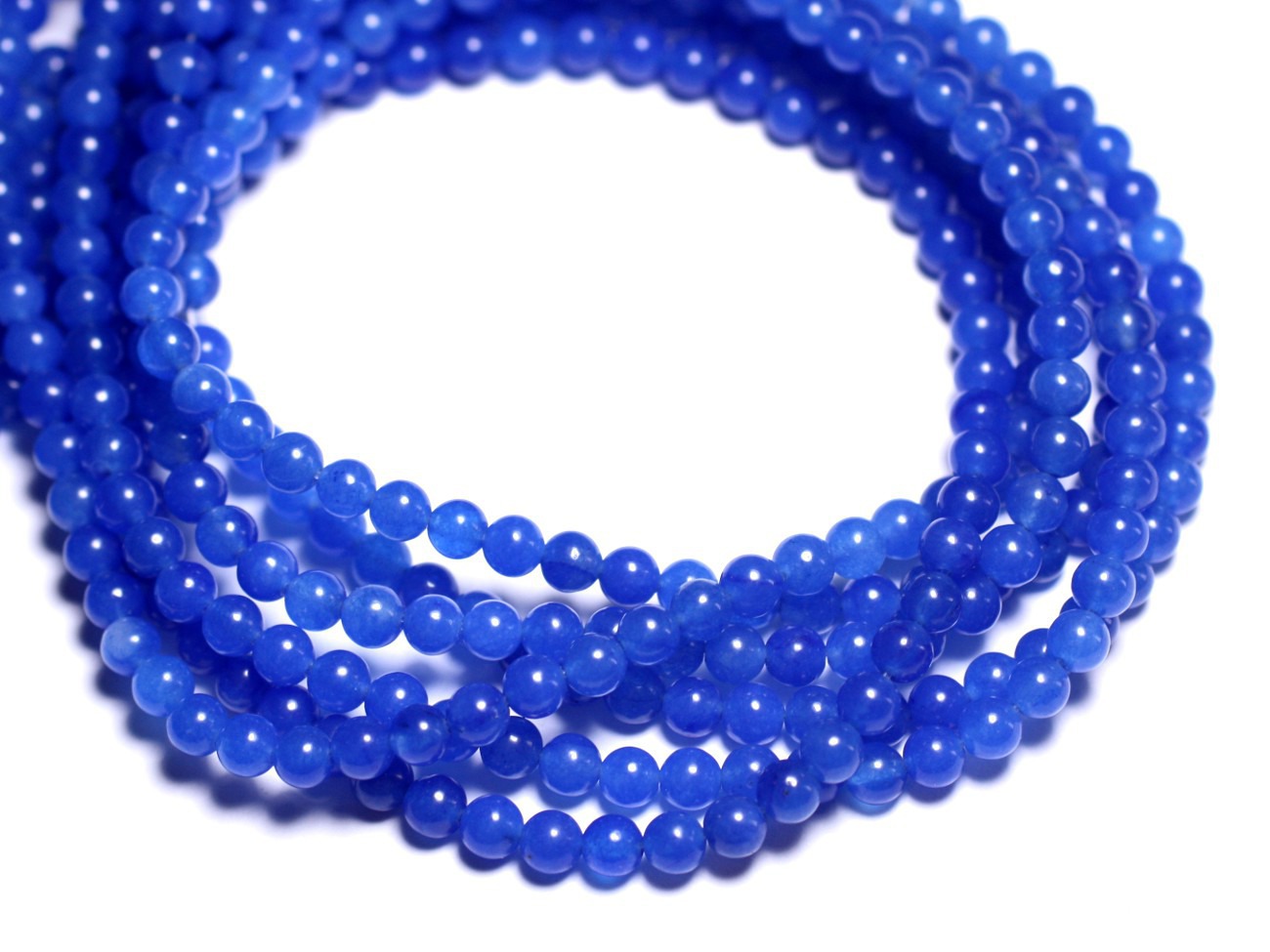 40pc - Perles de Pierre - Jade Boules 4mm Bleu Roi -  8741140005396 