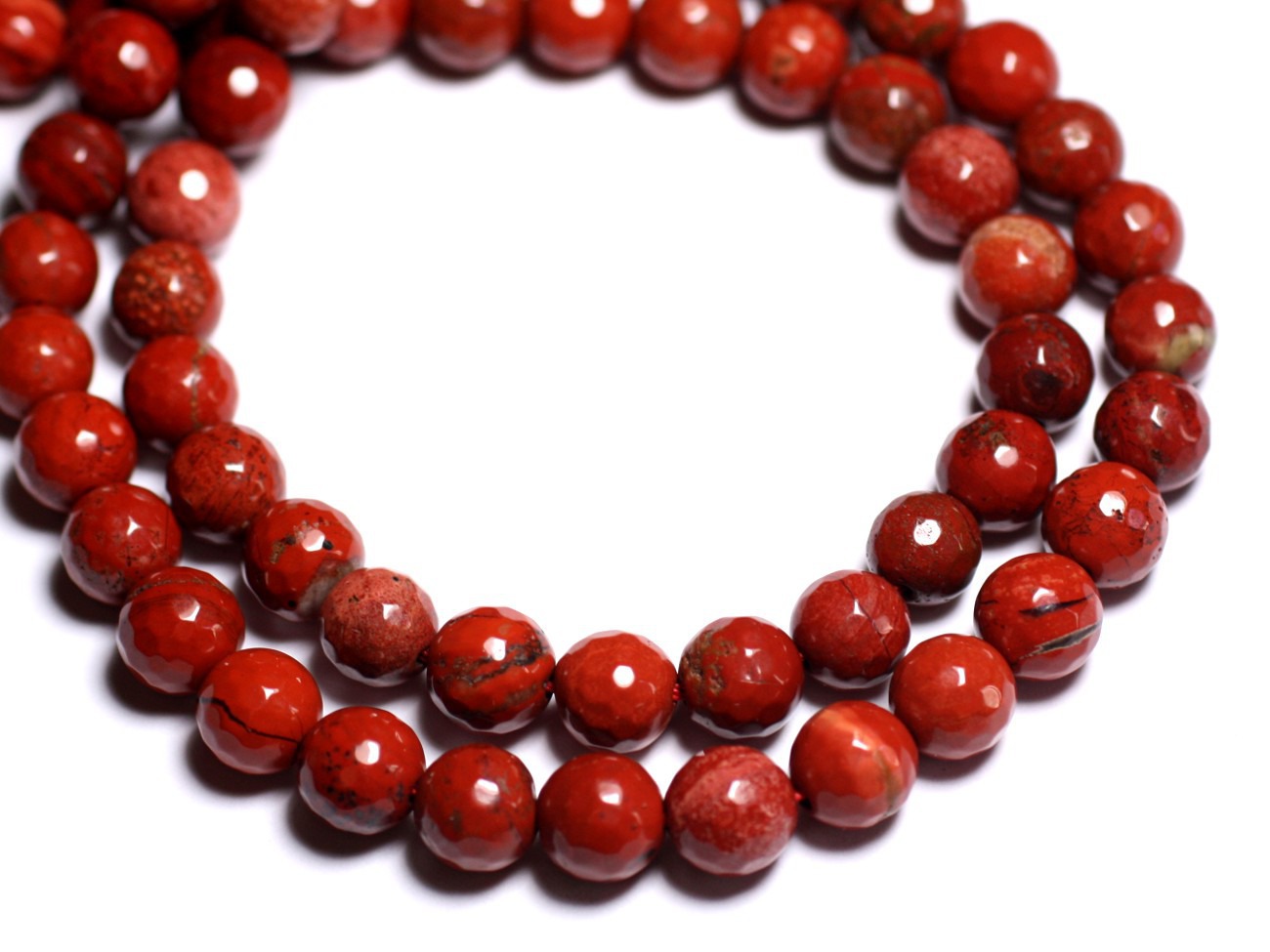 6pc - Perles de Pierre - Jaspe Rouge Boules Facettées 8mm - 8741140005204