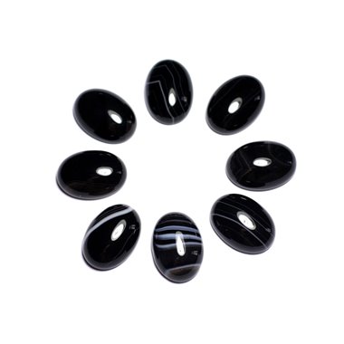 1pc - Cabochon Pierre semi précieuse - Agate noire Ovale 18x13mm - 8741140005464 