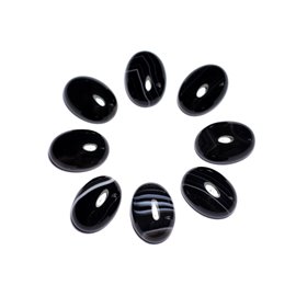 1Stk - Cabochon Halbedelstein - Schwarzer Achat oval 18x13mm - 8741140005464 