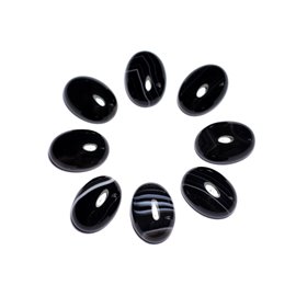 1pc - Cabochon Semi precious stone - Black Agate Oval 18x13mm - 8741140005464 